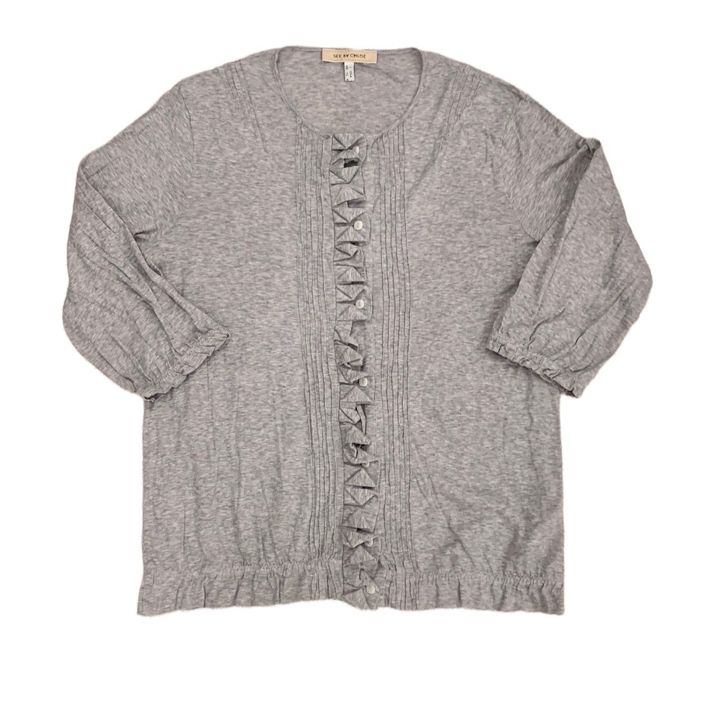 See by Chloe Grey Button Down Cotton Cardigan